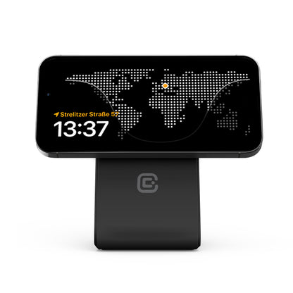 Crong MagSpot Pivot Stand - 3-in-1 belaidis įkroviklis su MagSafe, skirtas iPhone, Apple Watch ir AirPods (juodas)