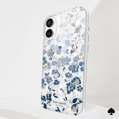 Kate Spade New York Protective Gems MagSafe – dėklas, skirtas iPhone 16 Plus (žiedų gėlynas mėlynas)
