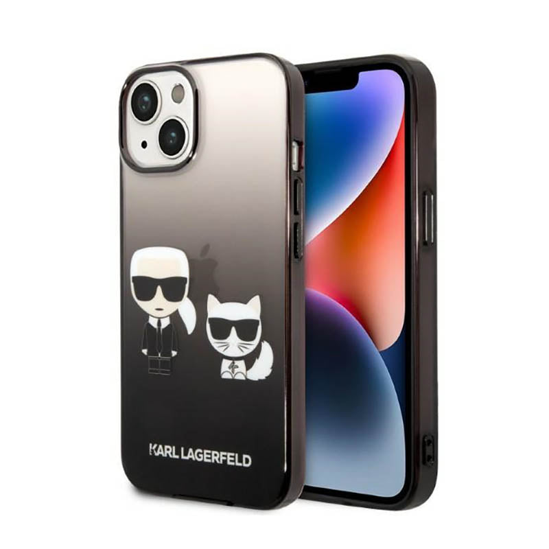 Karl Lagerfeld Gradient Ikonik Karl & Choupette – dėklas skirtas iPhone 14 Plus (juodas)