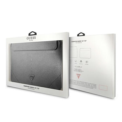 Guess Saffiano Triangle Logo dėklas – nešiojamojo kompiuterio dėklas 13" / 14" (sidabrinis)