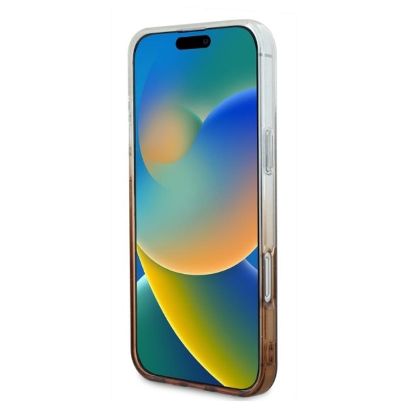 Guess IML Glitter Gradient MagSafe – Dėklas iPhone 16 (rudos spalvos)