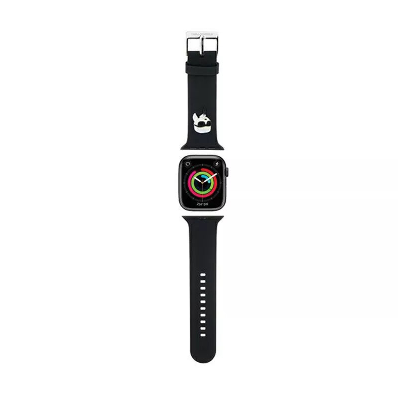 Karl Lagerfeld 3D guminė Karlo galvos NFT – dirželis, skirtas Apple Watch 38/40/41 mm (juodas)