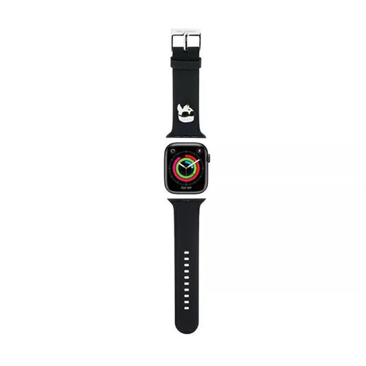 Karl Lagerfeld 3D guminė Karlo galvos NFT – dirželis, skirtas Apple Watch 38/40/41 mm (juodas)