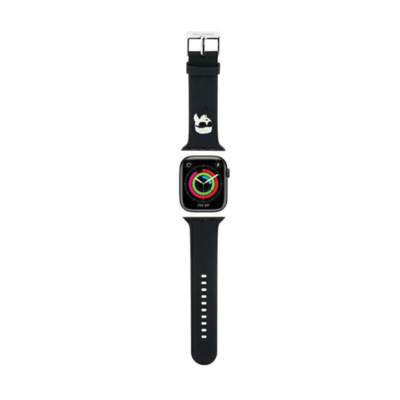 Karl Lagerfeld 3D guminė Karlo galvos NFT – dirželis, skirtas Apple Watch 38/40/41 mm (juodas)