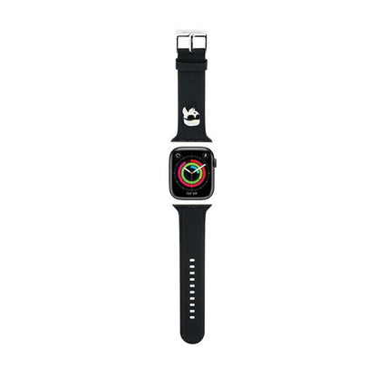 Karl Lagerfeld 3D guminė Karlo galvos NFT – dirželis, skirtas Apple Watch 38/40/41 mm (juodas)