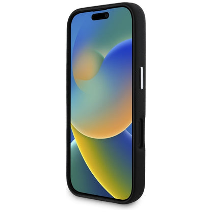 Karl Lagerfeld Saffiano Full Wrapped Elongated Metal Logo MagSafe – dėklas, skirtas iPhone 16 (juodas)