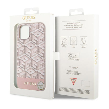 Guess GCube Stripes MagSafe – iPhone 14 Plus dėklas (rožinis)