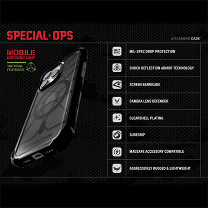 Element Case Special Ops X5 – dėklas, skirtas iPhone 14 Plus (Mil-Spec apsauga nuo kritimo) (dūminis/juodas)
