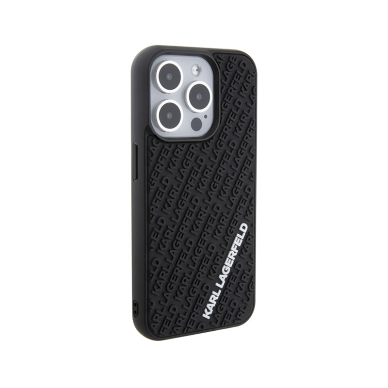 Karl Lagerfeld 3D guminis „Multi Logo“ – dėklas, skirtas „iPhone 15 Pro“ (juoda)