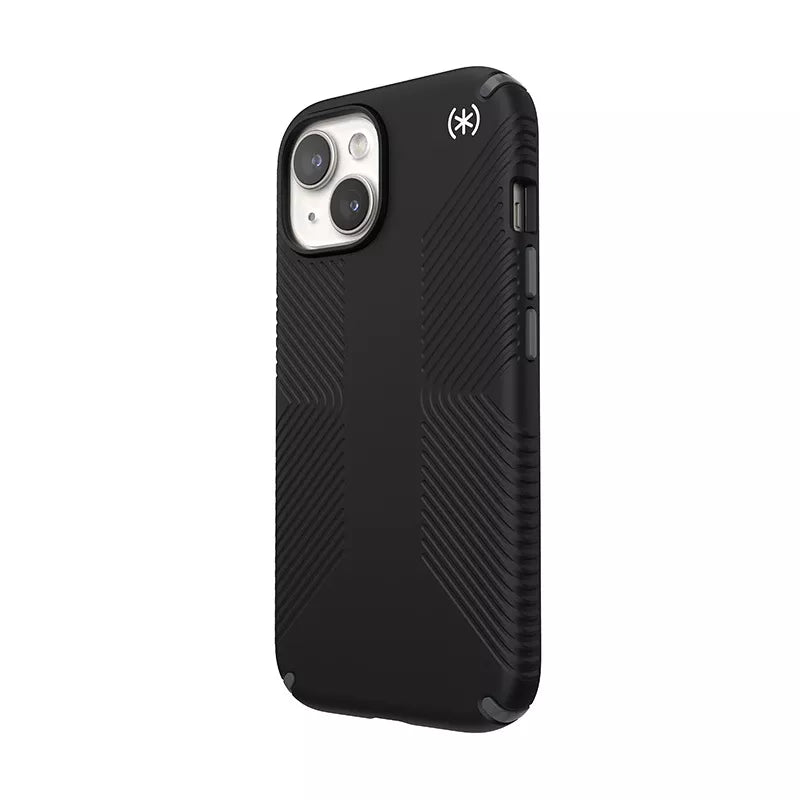 Speck Presidio2 Grip Magsafe – dėklas, skirtas iPhone 16e / iPhone 15 / iPhone 14 / iPhone 13 (juodas / skalūno pilkumo / baltas)