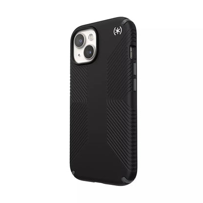 Speck Presidio2 Grip Magsafe – dėklas, skirtas iPhone 16e / iPhone 15 / iPhone 14 / iPhone 13 (juodas / skalūno pilkumo / baltas)