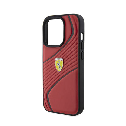 Ferrari Twist Metal Logo – dėklas, skirtas iPhone 15 Pro (raudonas)