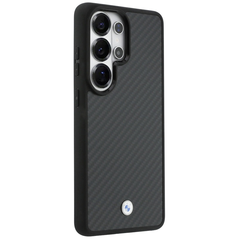 BMW magnetinis dėklas „Carbon Fiber MagSafe“ – „Samsung Galaxy S26 Ultra“ (juodas)