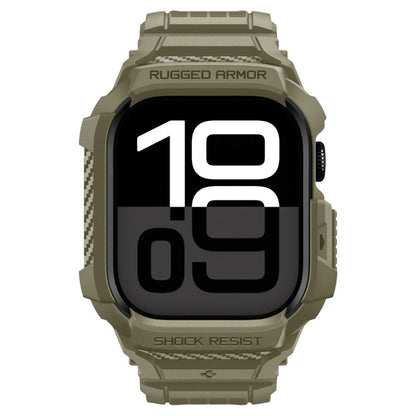 Spigen Rugged Armor Pro V2 – Dirželis su dėklu Apple Watch 10 / 11 46 mm (Vintage Khaki)