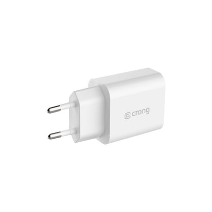 Crong USB-C kelioninis įkroviklis – sieninis įkroviklis USB-C Power Delivery 20W (baltas)