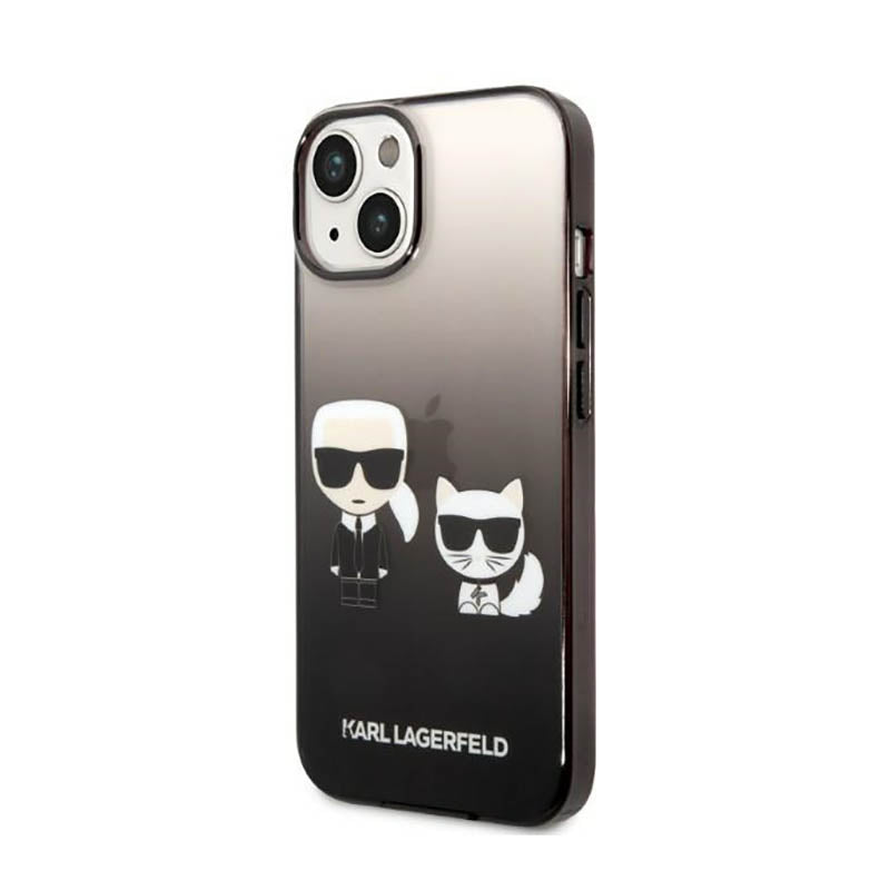 Karl Lagerfeld Gradient Ikonik Karl & Choupette – dėklas skirtas iPhone 14 Plus (juodas)