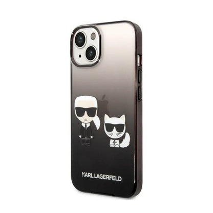 Karl Lagerfeld Gradient Ikonik Karl & Choupette – dėklas skirtas iPhone 14 Plus (juodas)