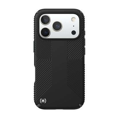 Speck Presidio2 Grip MagSafe – dėklas iPhone 17 Pro (juodos / skalūno pilkos / baltos spalvos)