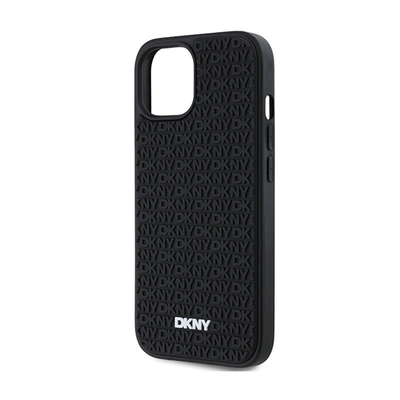 DKNY 3D Guminis Pasikartojantis Raštas - Dėklas iPhone 15 Plus (Juodas)