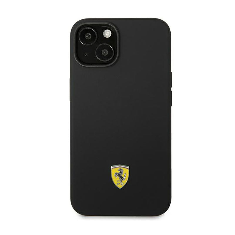 Ferrari Silicone Metalinis logotipas – dėklas iPhone 14 Plus (juodas)