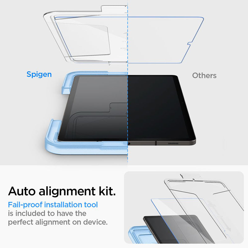 Spigen GLAS.TR EZ FIT - Grūdintas stiklas, skirta Samsung Galaxy Tab S9 11" / S9 FE / S10 FE / S10 Lite 10.9" X710 / X716B / X510 / X516B / X520 / X526 / X400 / X406B