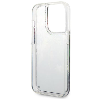 Guess Liquid Glitter Flower – dėklas, skirtas iPhone 14 Pro Max (mėlynas)