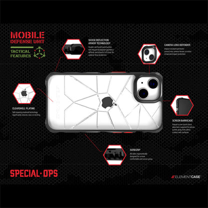 Element Case Special Ops X5 – dėklas, skirtas iPhone 14 Plus (Mil-Spec apsauga nuo kritimo) (dūminis/juodas)