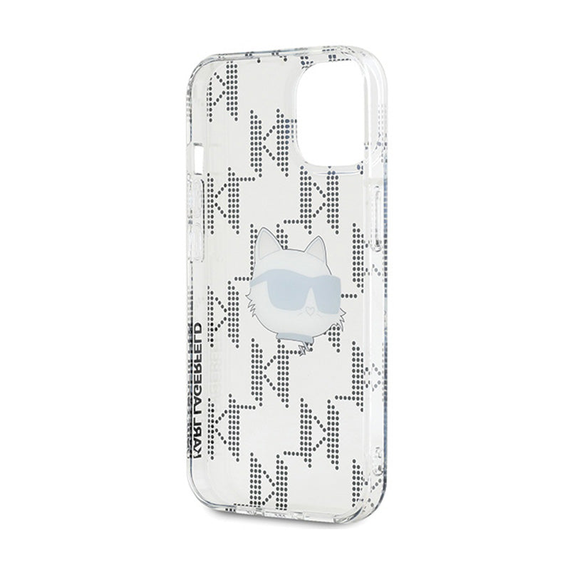 Karl Lagerfeld IML Choupette Head & Monogram – „iPhone 15“ / „iPhone 14“ / „iPhone 13“ dėklas (skaidrus)