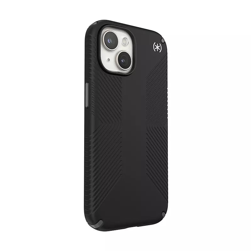 Speck Presidio2 Grip Magsafe – dėklas, skirtas iPhone 16e / iPhone 15 / iPhone 14 / iPhone 13 (juodas / skalūno pilkumo / baltas)