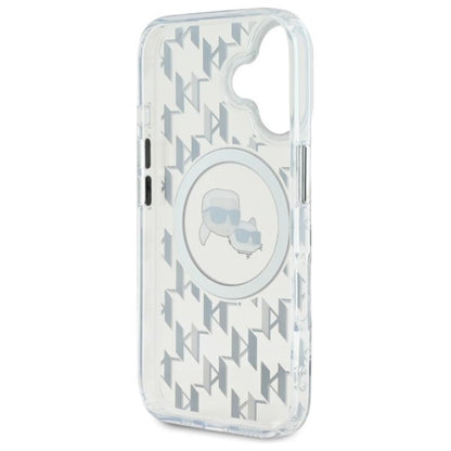 Karl Lagerfeld IML Monogram Karl & Choupette Head MagSafe – dėklas, skirtas iPhone 16 (skaidrus)
