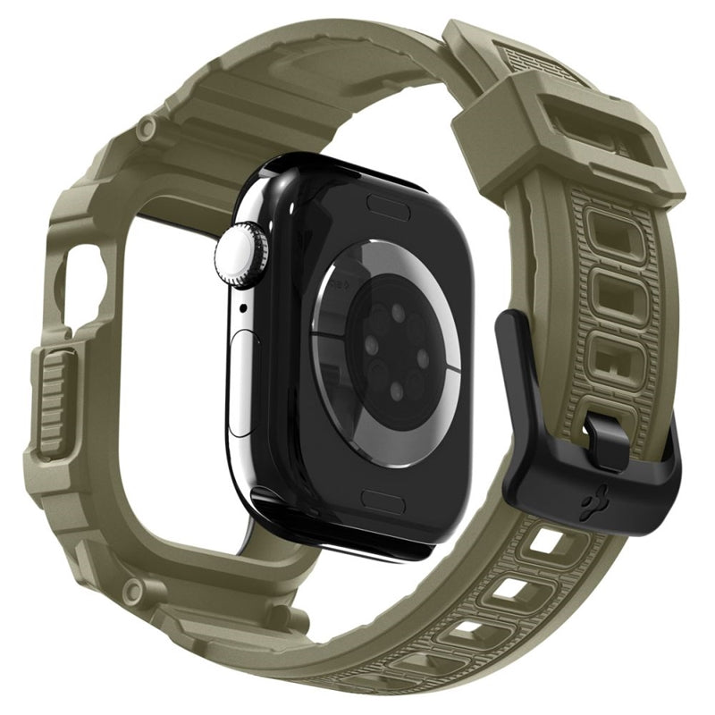 Spigen Rugged Armor Pro V2 – Dirželis su dėklu Apple Watch 10 / 11 46 mm (Vintage Khaki)