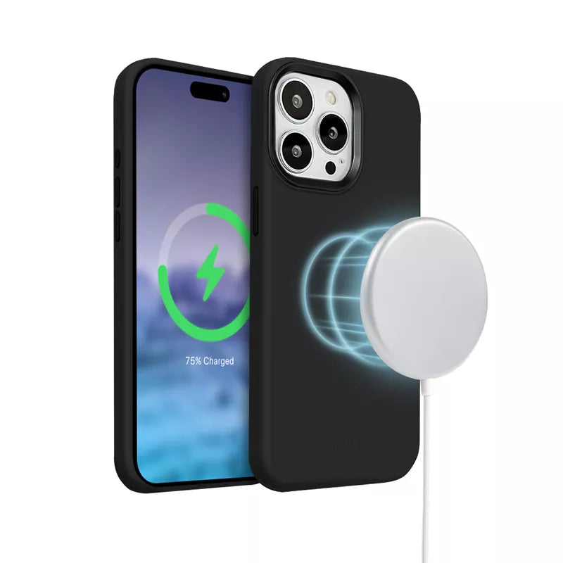 Crong Color Cover LUX Magnetic – dėklas skirtas iPhone 15 Pro su MagSafe (Juodas)