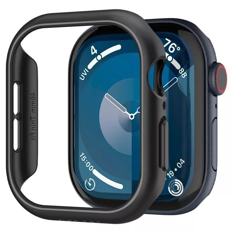 Spigen Thin Fit – dėklas, skirtas Apple Watch 10 46 mm (juoda spalva)