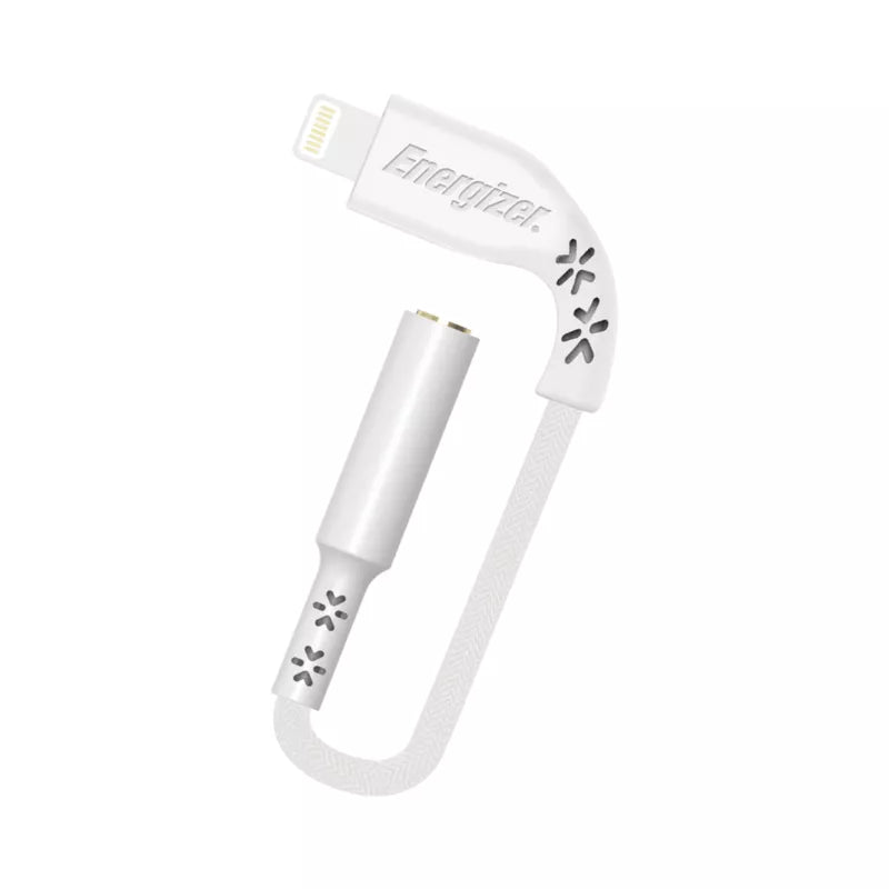 Energizer HardCase – „Lightning“ prie 3,5 mm lizdo garso adapteris, MFi sertifikuotas, 11 cm, ROW (baltas)