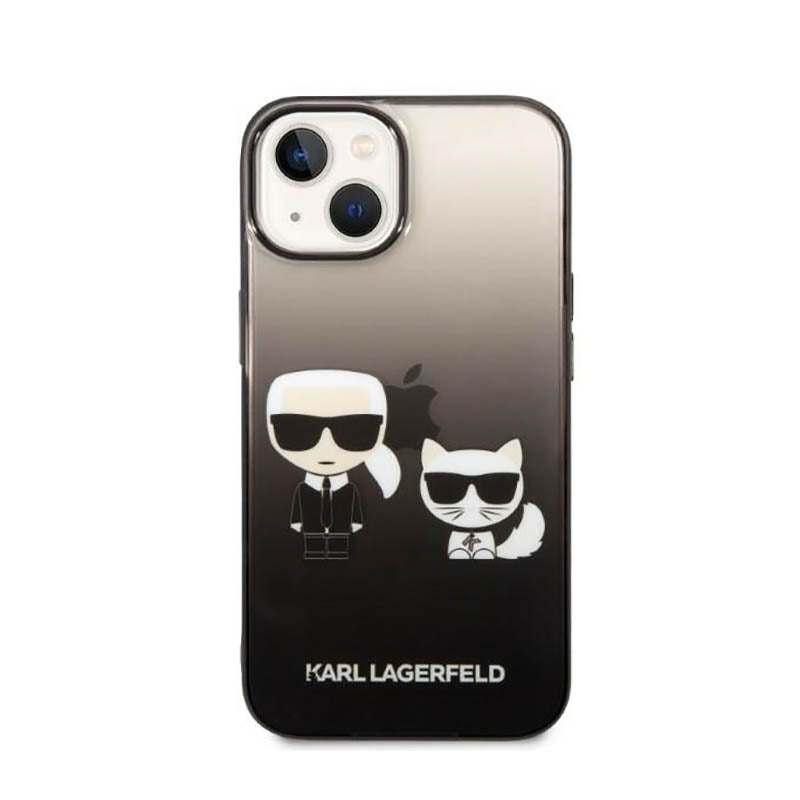 Karl Lagerfeld Gradient Ikonik Karl & Choupette – dėklas skirtas iPhone 14 Plus (juodas)