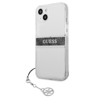 Guess 4G Stripe Grey Charm – dėklas, skirtas „iPhone 13 mini“ (permatomas)