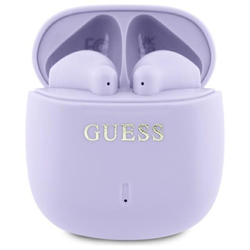 Guess Printed Classic Logo – „Bluetooth TWS“ ausinės + įkrovimo dėklas (violetinės)