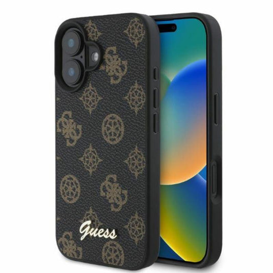Guess Peony Script MagSafe – dėklas iPhone 16 (juodas)