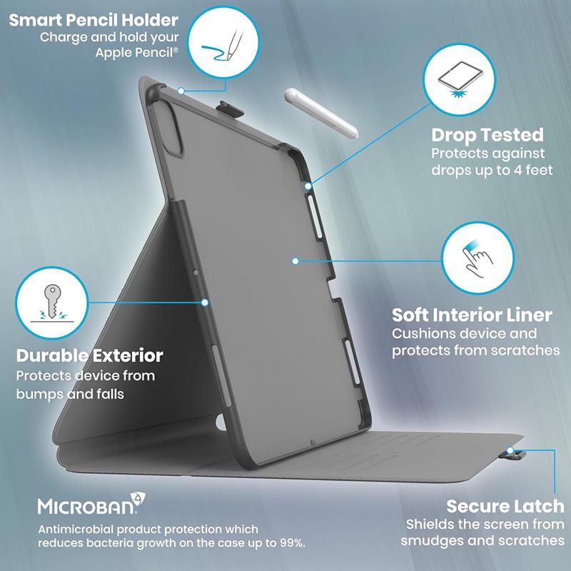 Speck Balance Folio – dėklas, skirtas iPad Pro 11" M5 (2025) / iPad Pro 11" M4 (2024) (juodas)
