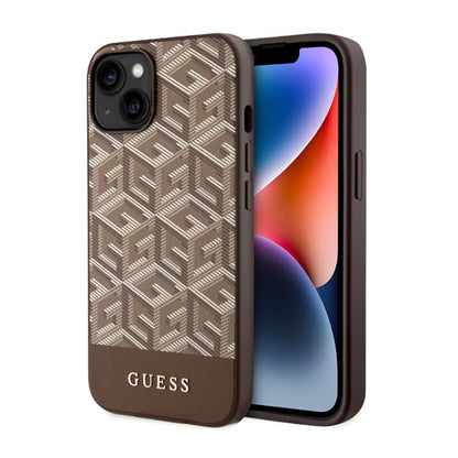 Guess GCube Stripes MagSafe – „iPhone 14 Plus“ dėklas (rudas)