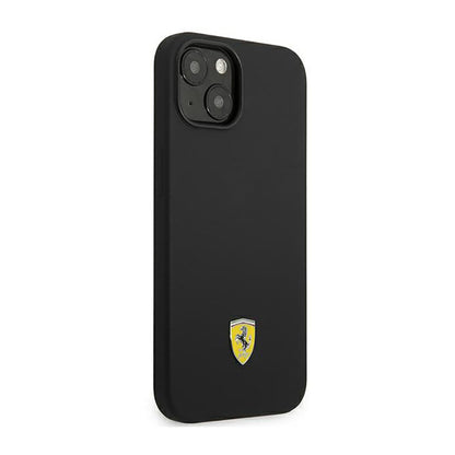 Ferrari Silicone Metalinis logotipas – dėklas iPhone 14 Plus (juodas)