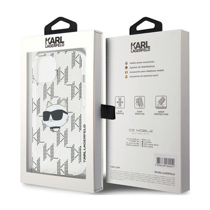 Karl Lagerfeld IML Choupette Head & Monogram – „iPhone 15“ / „iPhone 14“ / „iPhone 13“ dėklas (skaidrus)