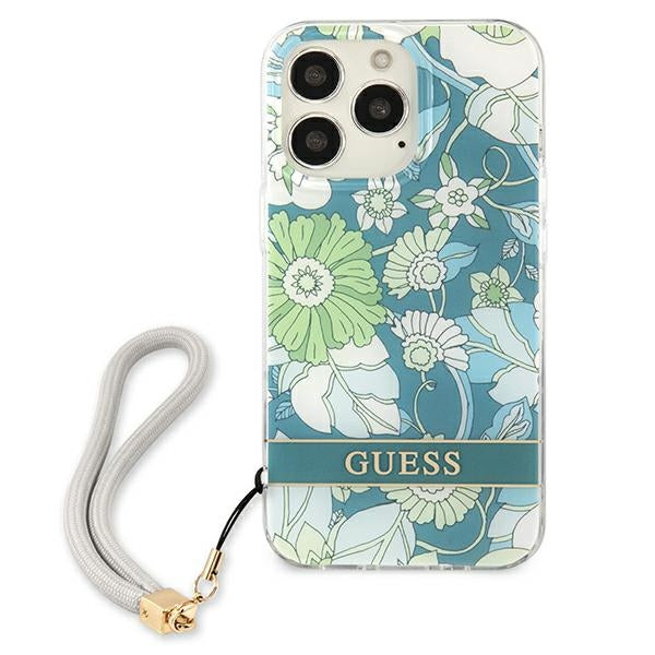 Guess Flower Cord – dėklas, skirtas iPhone 13 Pro Max (žalias)