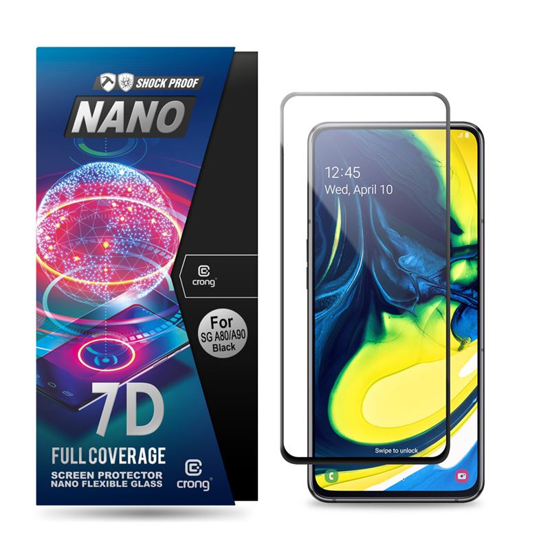 Crong 7D Nano Flexible Glass – visiškai padengiantis hibridinis ekrano apsauga 9H Samsung Galaxy A80 / A90