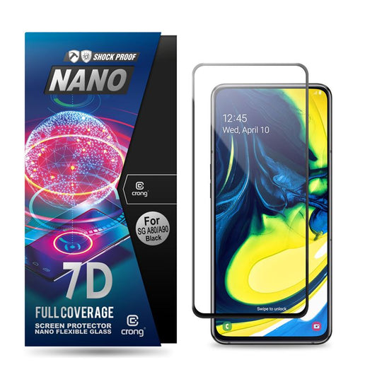 Crong 7D Nano Flexible Glass – visiškai padengiantis hibridinis ekrano apsauga 9H Samsung Galaxy A80 / A90