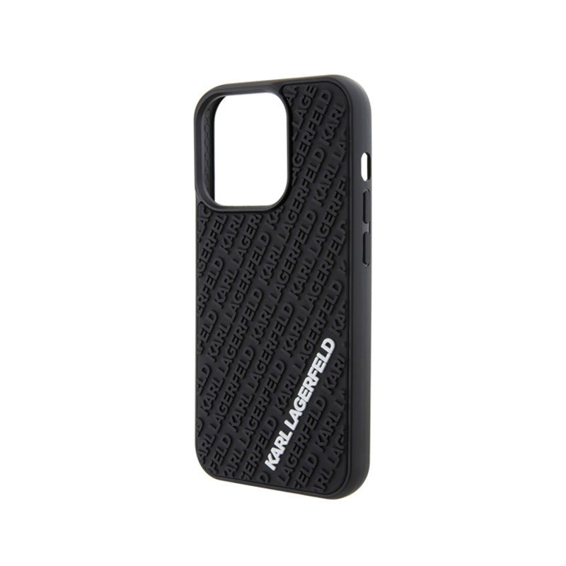 Karl Lagerfeld 3D guminis „Multi Logo“ – dėklas, skirtas „iPhone 15 Pro“ (juoda)