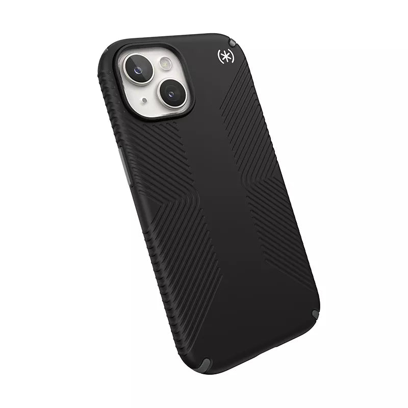 Speck Presidio2 Grip Magsafe – dėklas, skirtas iPhone 16e / iPhone 15 / iPhone 14 / iPhone 13 (juodas / skalūno pilkumo / baltas)