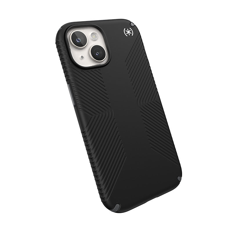 Speck Presidio2 Grip Magsafe - dėklas iPhone 17e / 16e / 15 / 14 / 13 (juodas / akmens pilkumo / baltas)