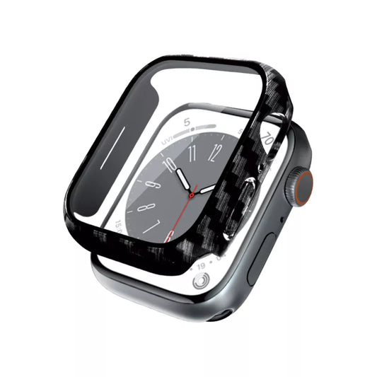 Crong Hybrid laikrodžio dėklas – dėklas su stiklu, skirtas „Apple Watch“ 44 mm (anglies pluošto)