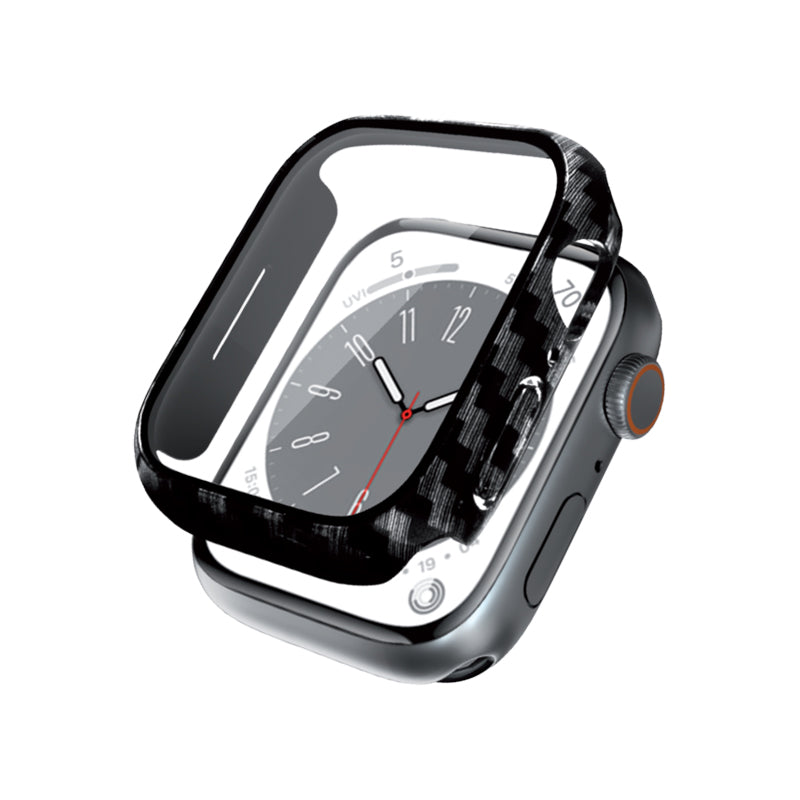 Crong Hibridinis laikrodžio dėklas – Dėklas su stiklu Apple Watch 44mm (anglies pluoštas)